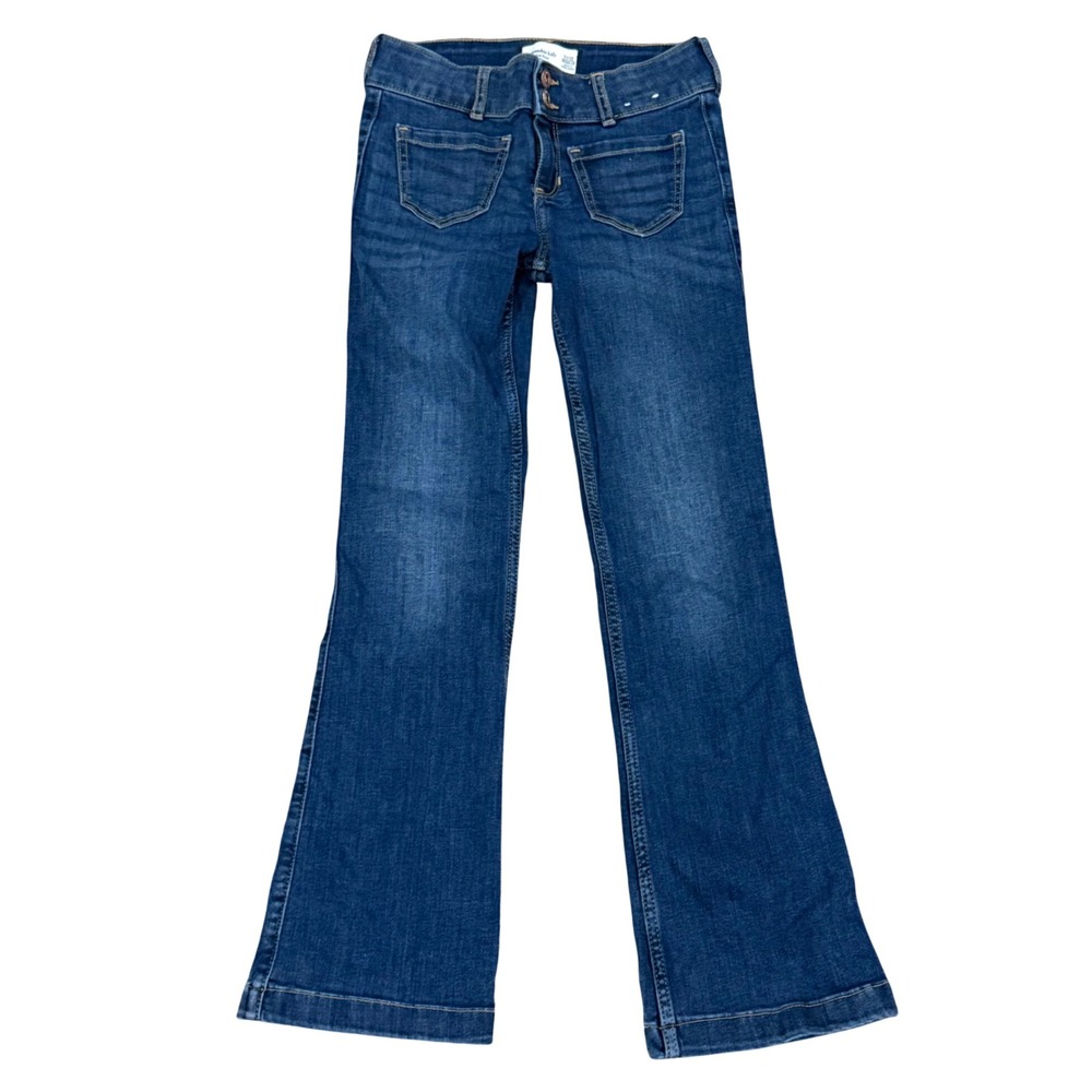 Abercrombie Kids Girls Blue Low Rise Bootcut Jeans Size 11/12 Regular Wash